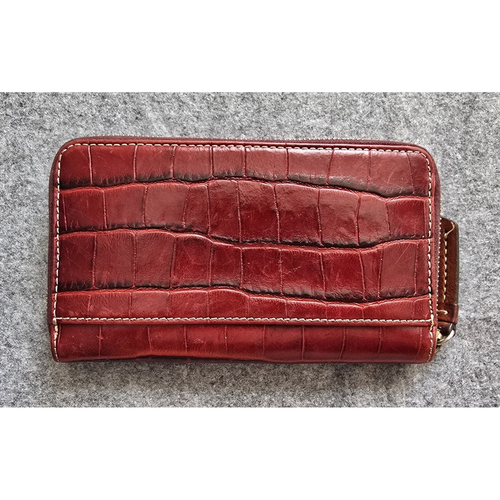 Vintage Dooney & Bourke Wineberry Nile Collection Zip Around Wallet VGUC - Picture 3 of 10